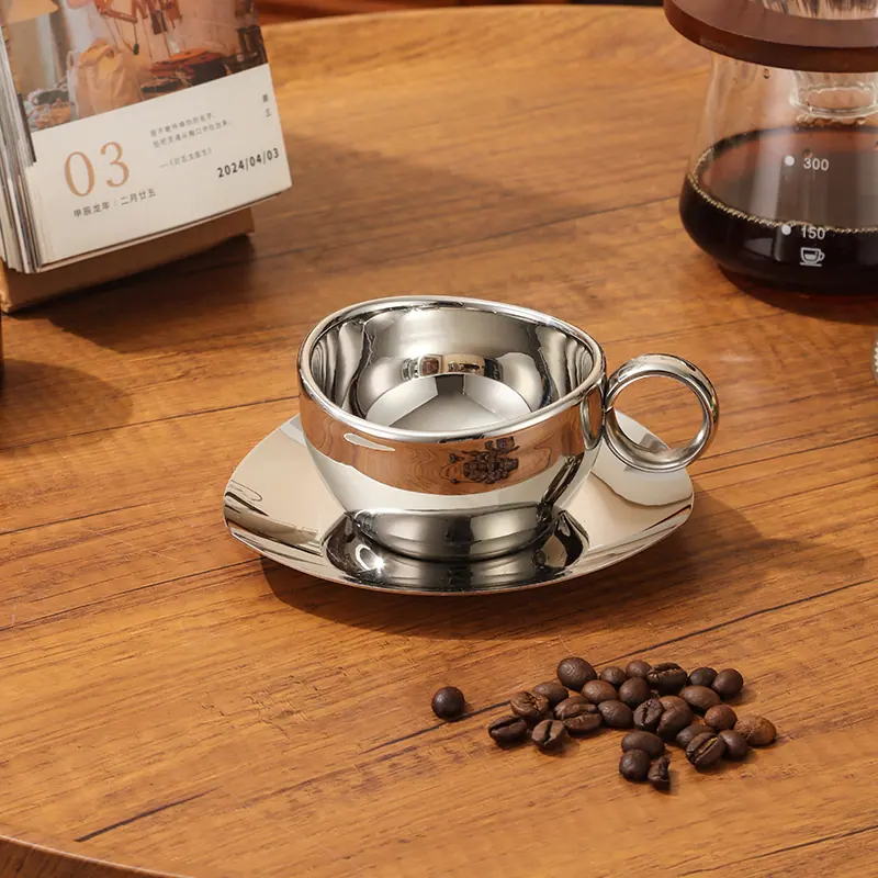 Rounded Coffee Cup and Saucer