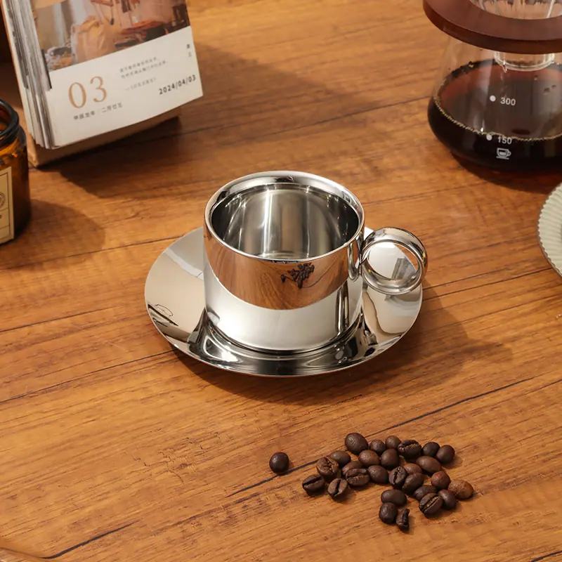 Straight-Side Coffee Cup and Saucer