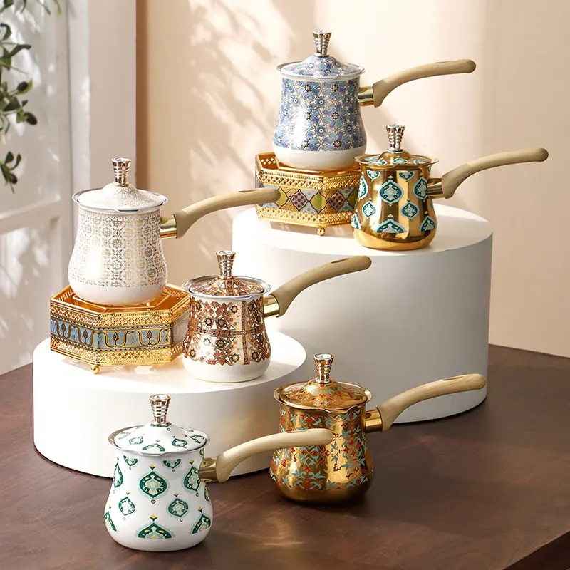 Style 02 coffee pot collection with six high-temperature decal patterns